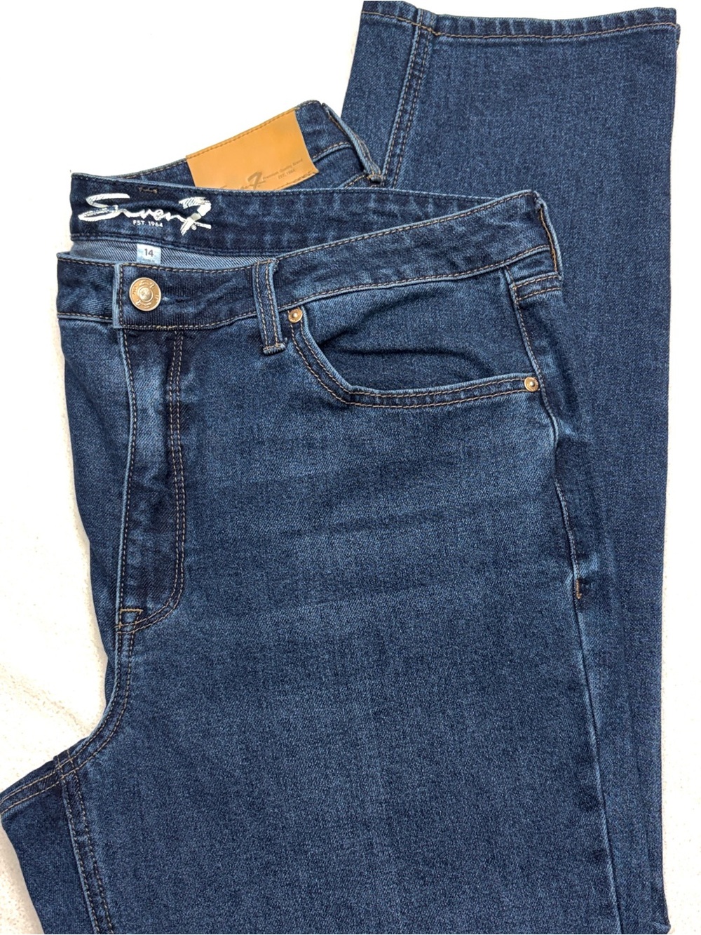 Seven7 Slim Straight Jeans Womens 14 Dark Wash Mid Rise Stretch Denim